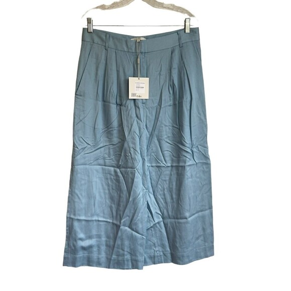 New TIBI High Waisted Wide Leg Chambray Pleated Cropped Pants Size10 - Picture 7 of 13